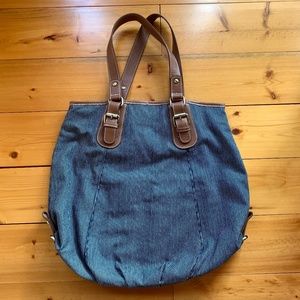 Boden demin tote bag with leather straps
